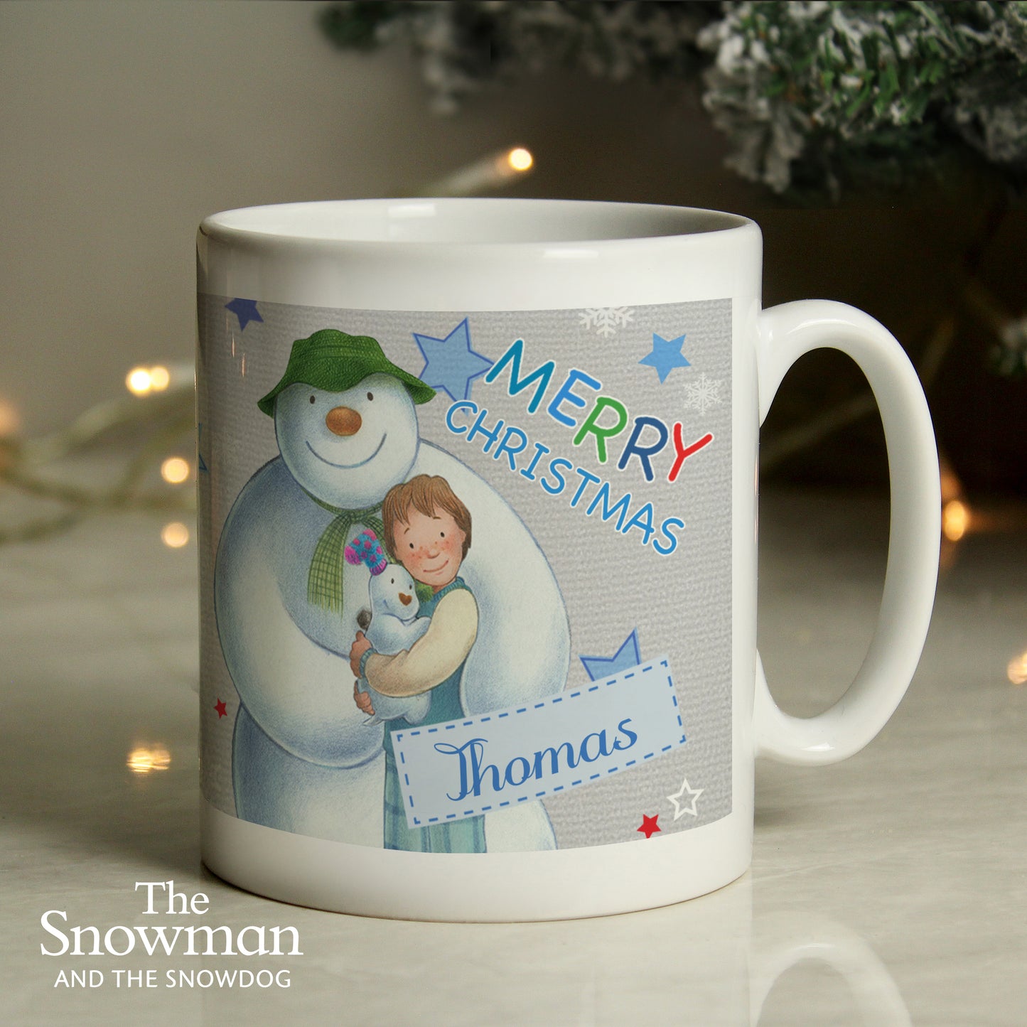 Personalised The Snowman and the Snowdog Blue Mug - image 3