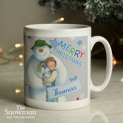 Personalised The Snowman and the Snowdog Blue Mug - image 3