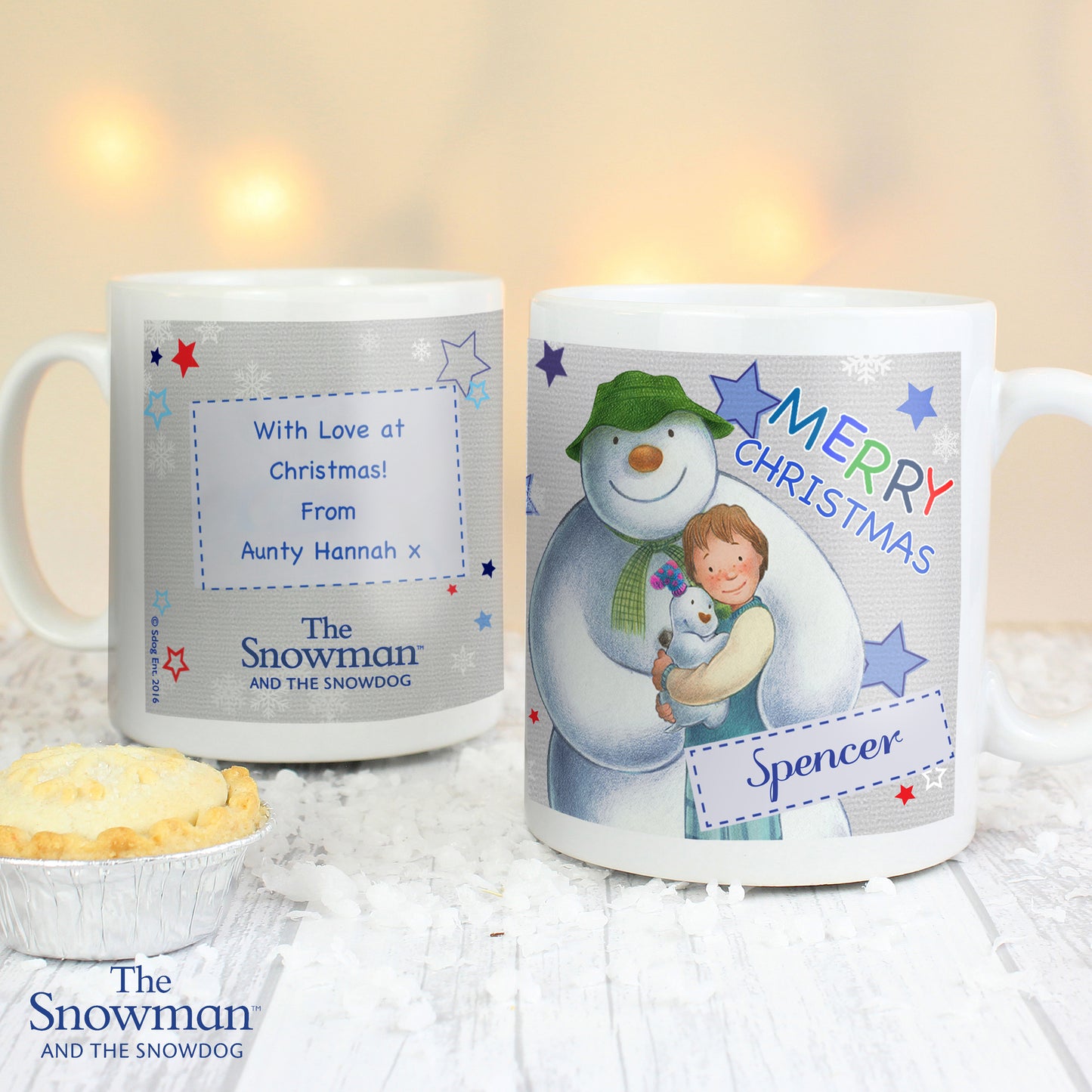 Personalised The Snowman and the Snowdog Blue Mug - image 4