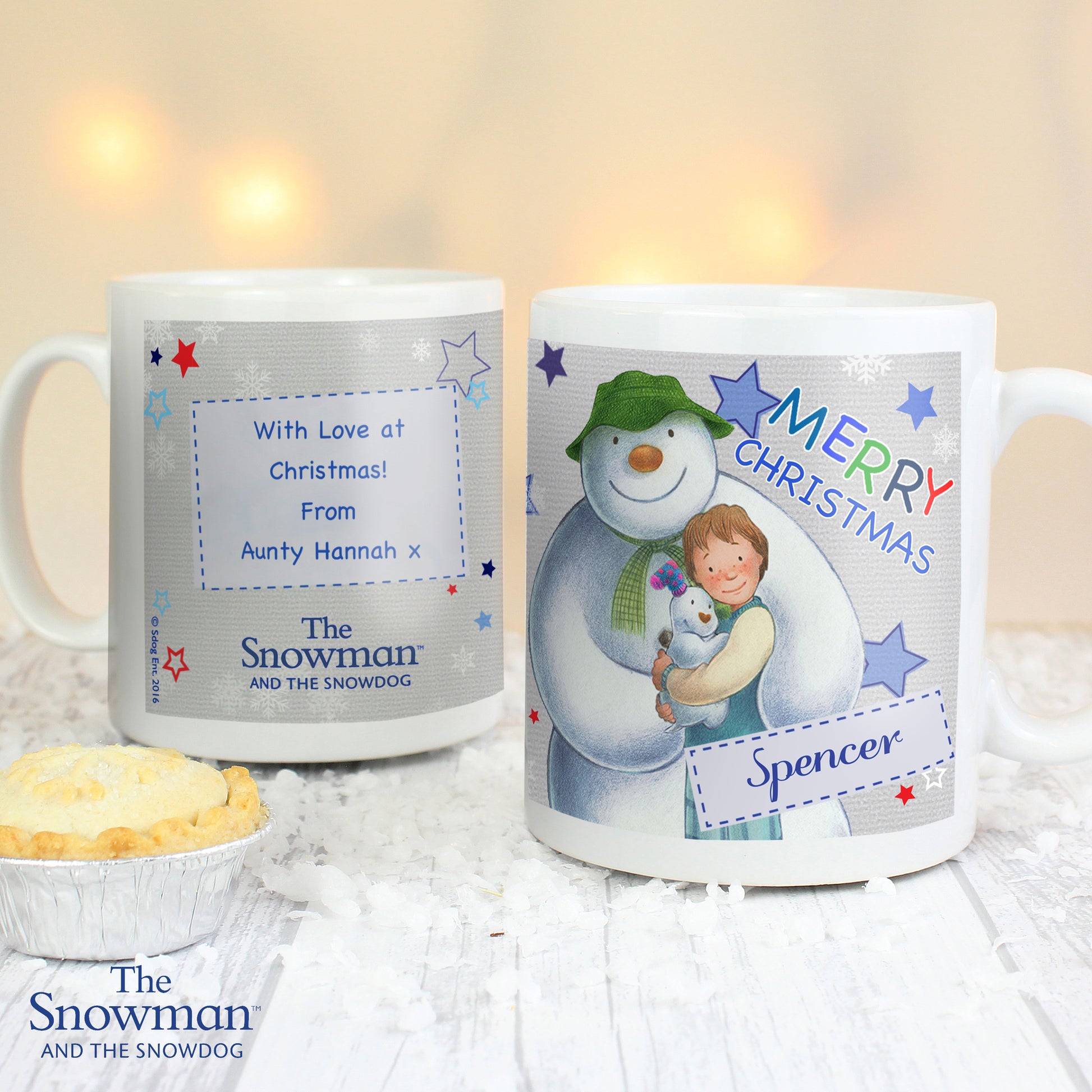 Personalised The Snowman and the Snowdog Blue Mug - image 4