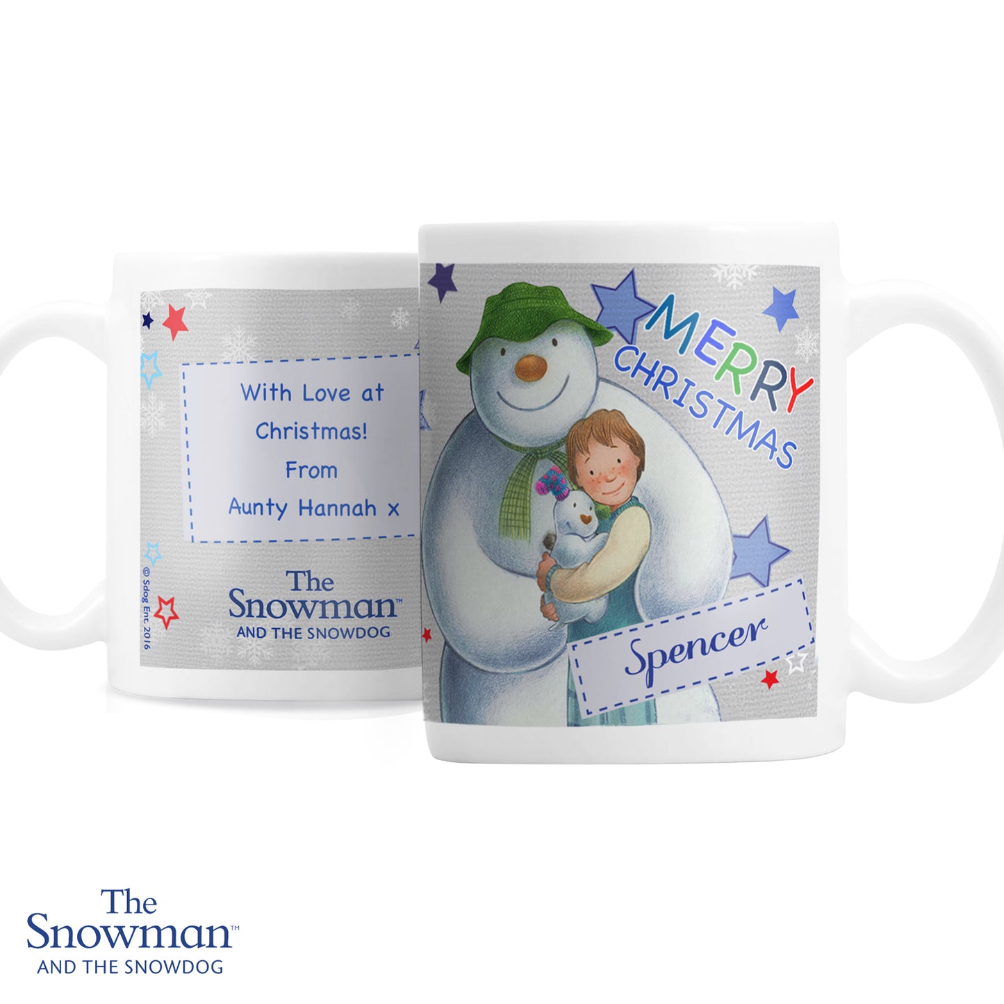 Personalised The Snowman and the Snowdog Blue Mug - image 5