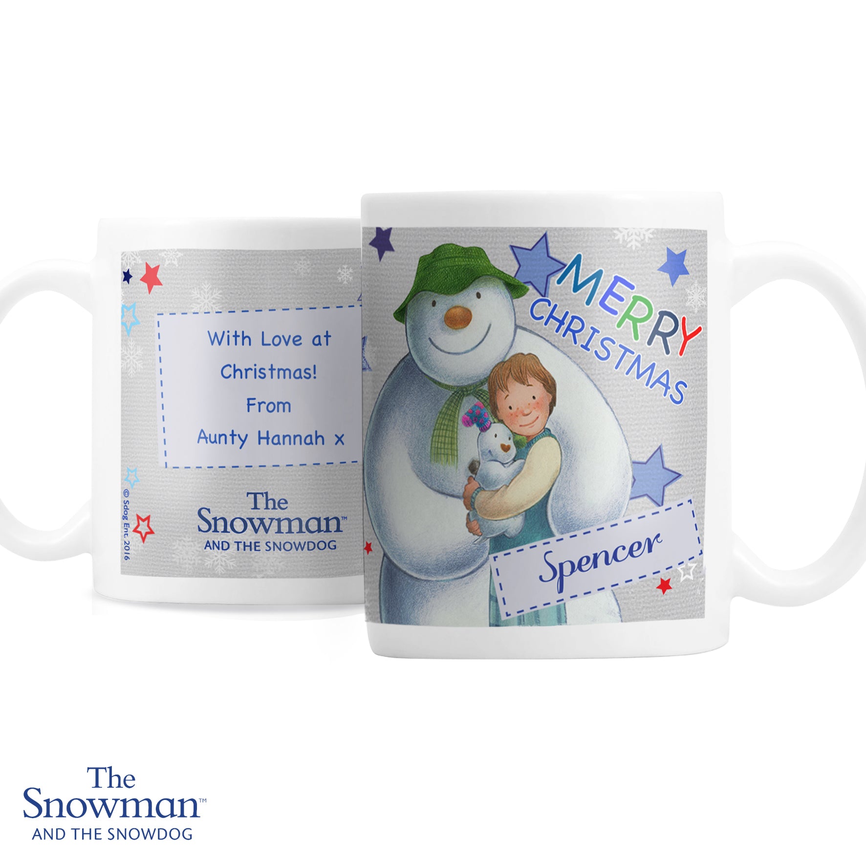 Personalised The Snowman and the Snowdog Blue Mug - image 5