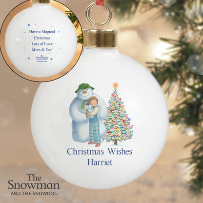 Personalised The Snowman and the Snowdog Friends Bauble - image 2