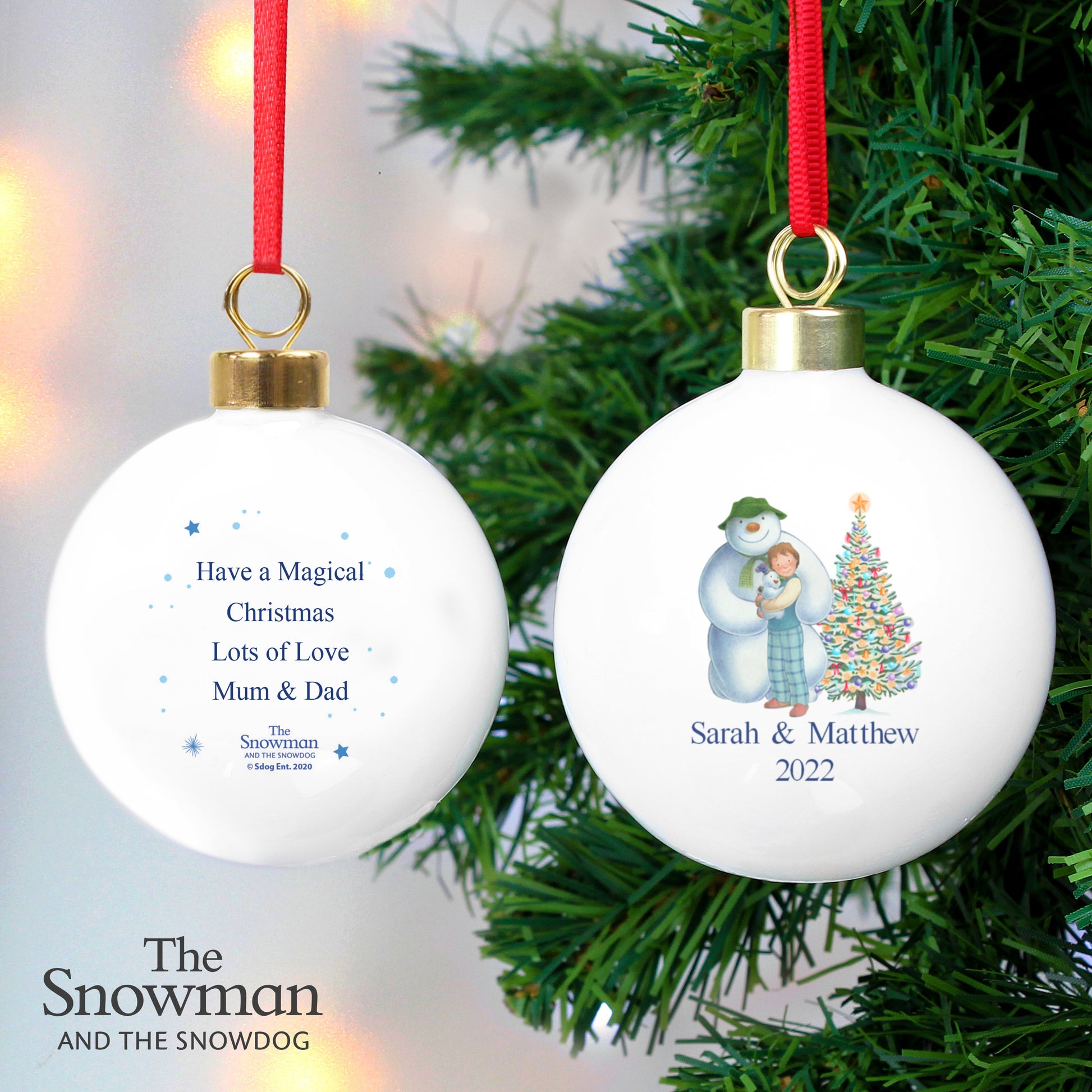 Personalised The Snowman and the Snowdog Friends Bauble - image 4