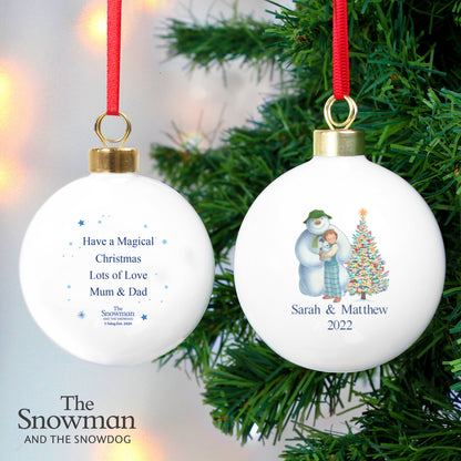 Personalised The Snowman and the Snowdog Friends Bauble - image 4