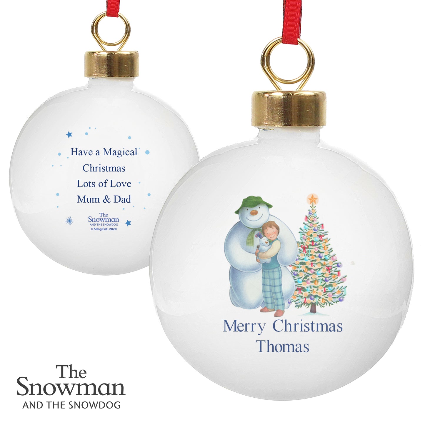 Personalised The Snowman and the Snowdog Friends Bauble - image 5