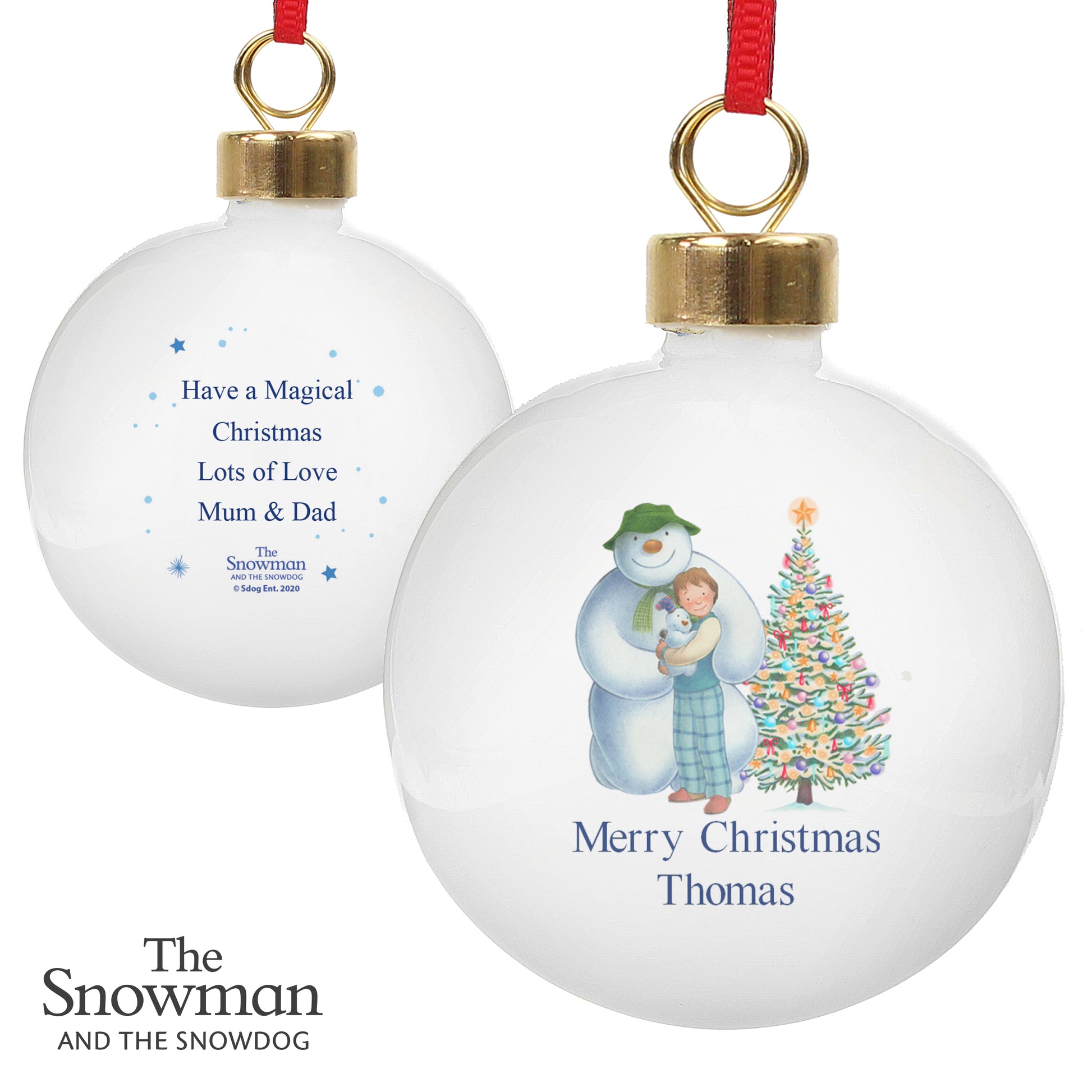 Personalised The Snowman and the Snowdog Friends Bauble - image 5