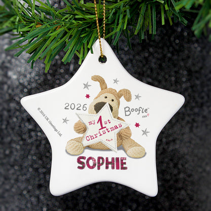 Personalised Boofle My 1st Christmas Ceramic Star Decoration from Heartfelt Gifts