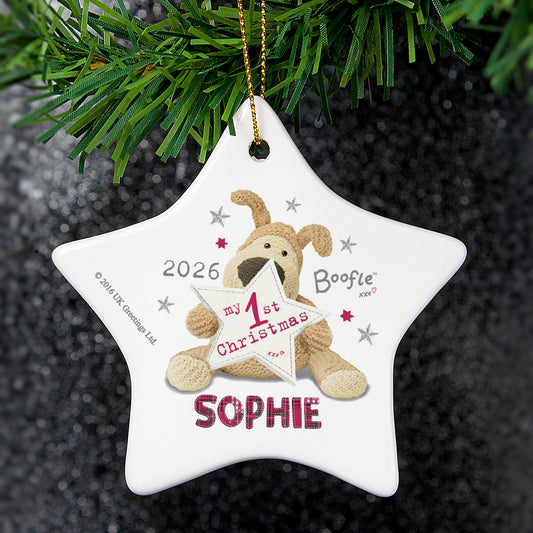 Personalised Boofle My 1st Christmas Ceramic Star Decoration from Heartfelt Gifts