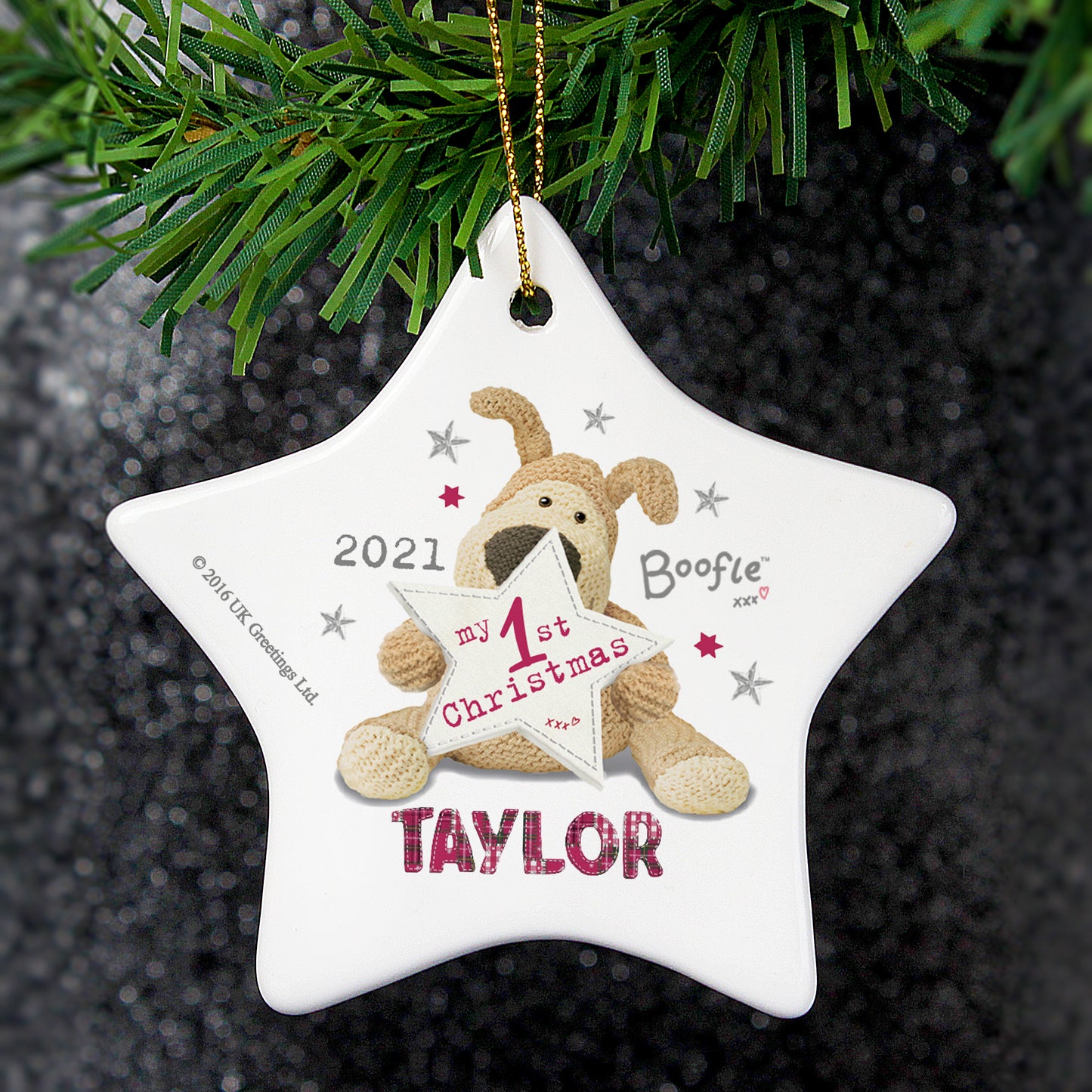 Personalised Boofle My 1st Christmas Ceramic Star Decoration - image 3