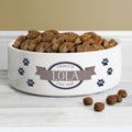 Personalised Blue Paws 15cm Medium White Pet Bowl from Heartfelt Gifts