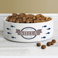 Personalised Blue Fish 15cm Medium White Pet Bowl from Heartfelt Gifts