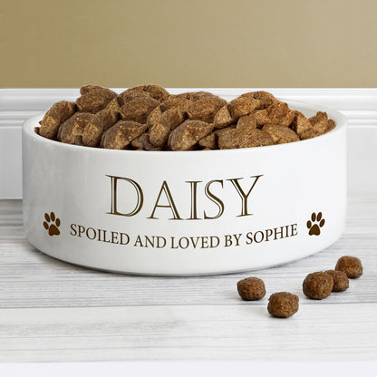 Personalised Paws 15cm Medium White Pet Bowl - image 3