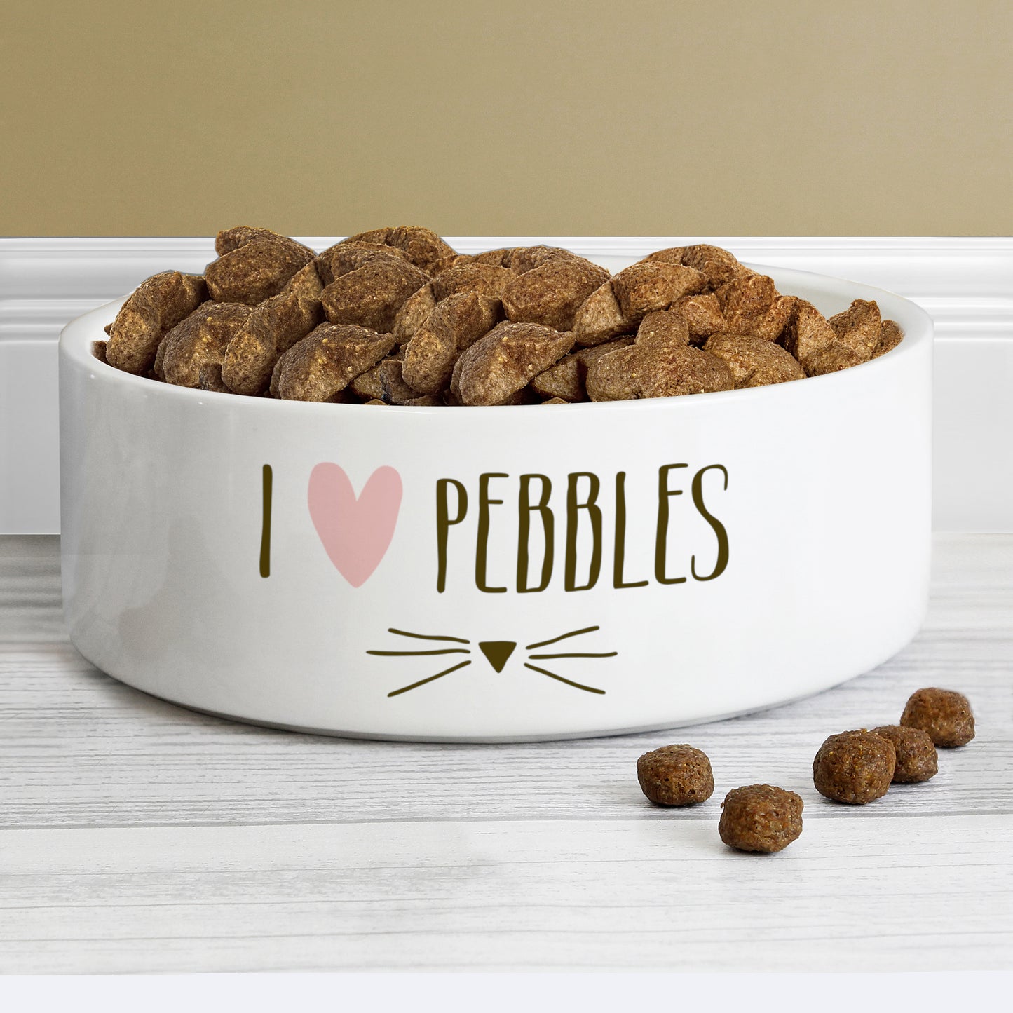 Personalised Cat Features 15cm Medium White Pet Bowl from Heartfelt Gifts