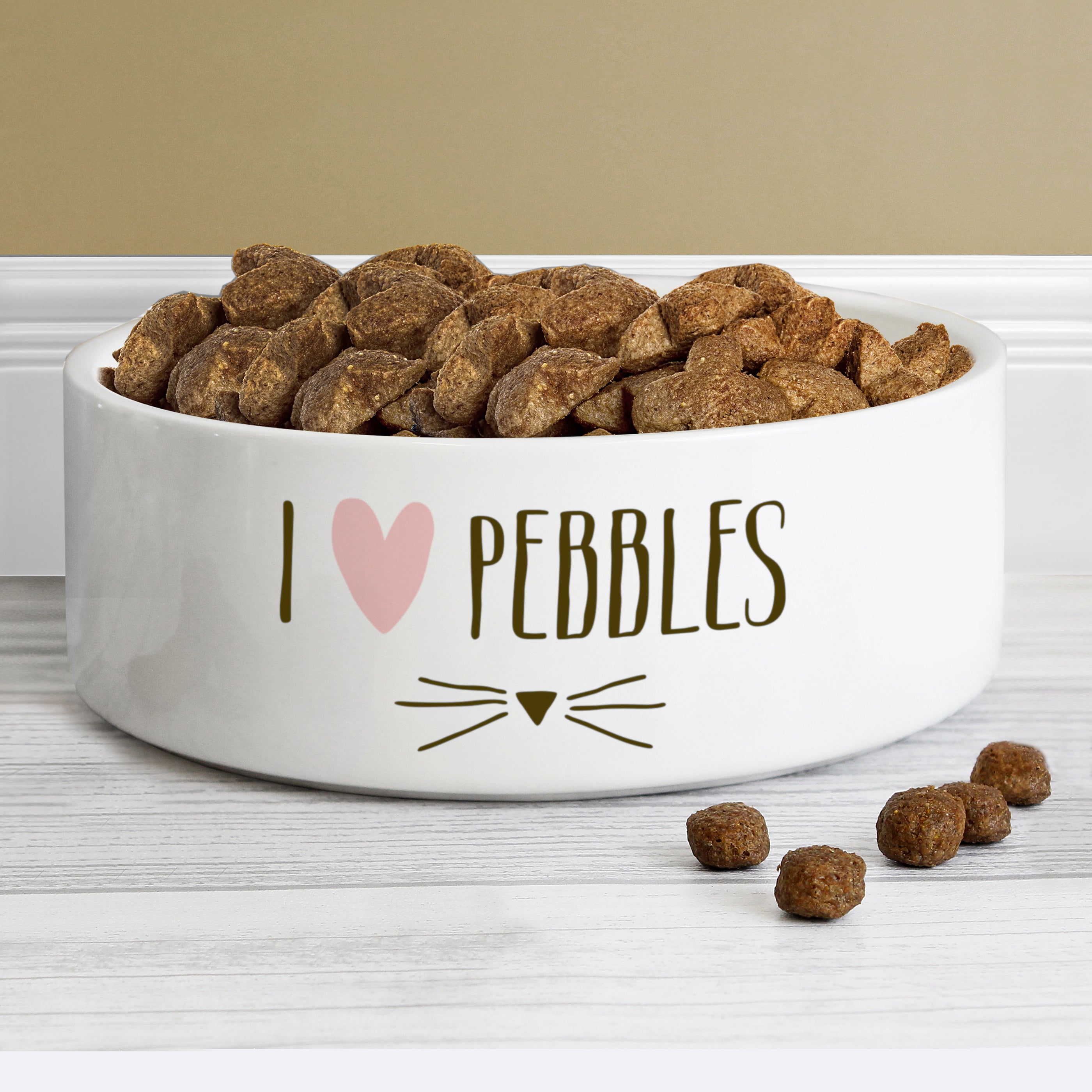 Personalised Cat Features 15cm Medium White Pet Bowl from Heartfelt Gifts