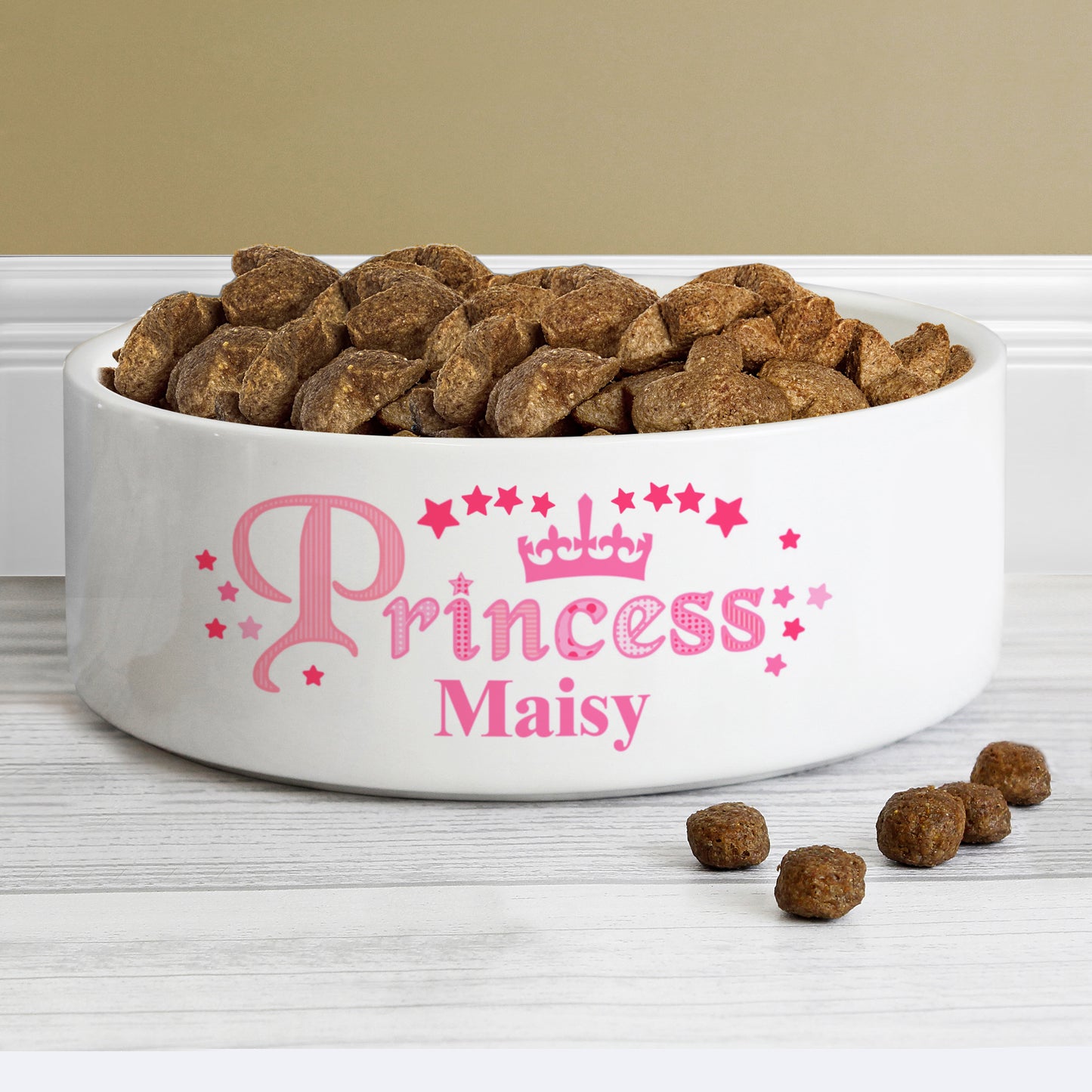 Personalised Princess 15cm Medium White Pet Bowl from Heartfelt Gifts