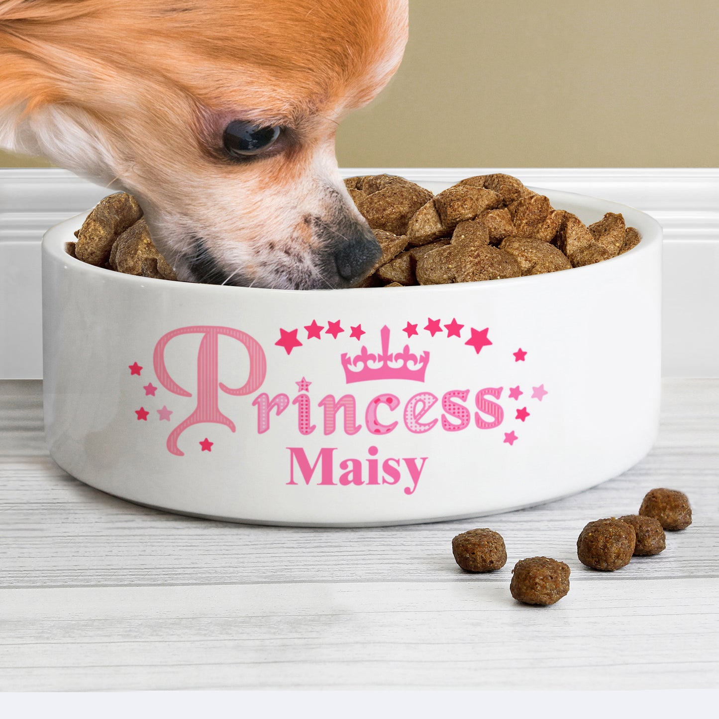 Personalised Princess 15cm Medium White Pet Bowl - image 3