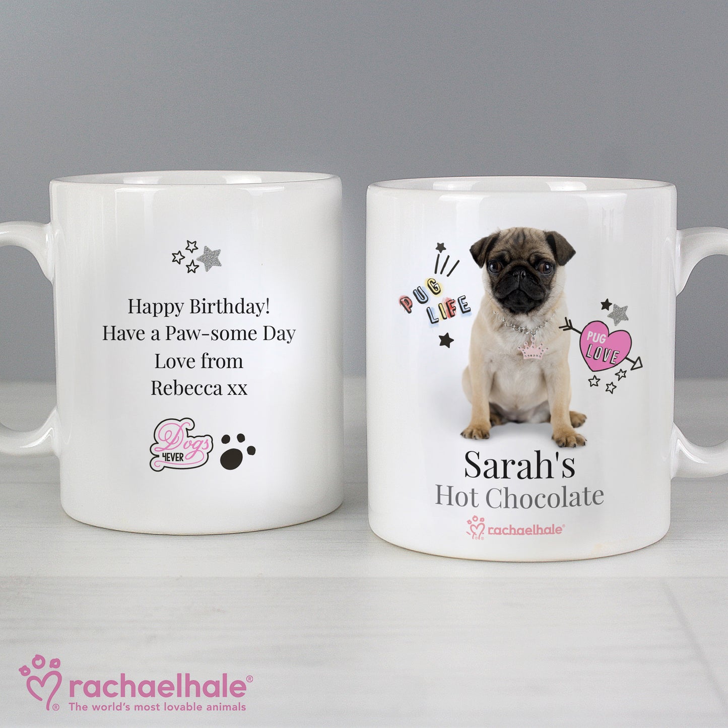 Personalised Rachael Hale Doodle Pug Mug - image 3