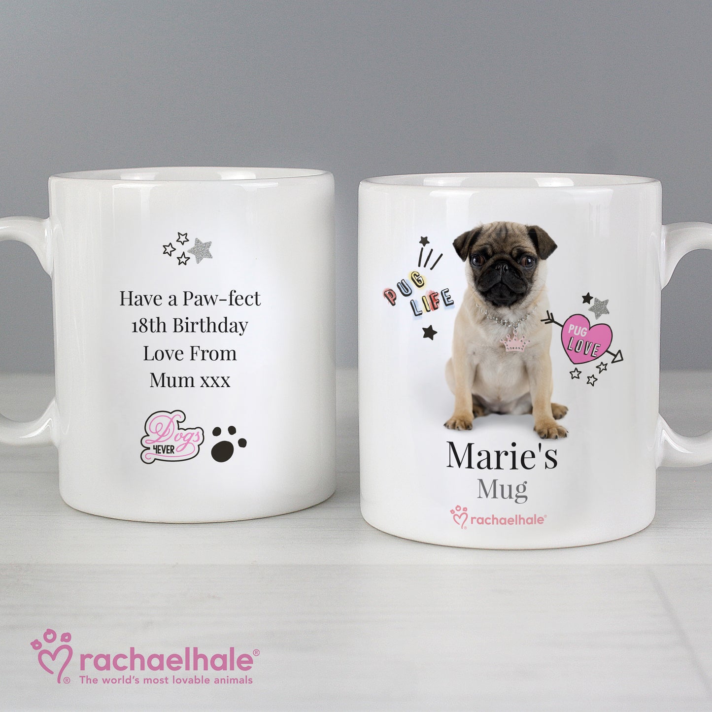 Personalised Rachael Hale Doodle Pug Mug - image 4