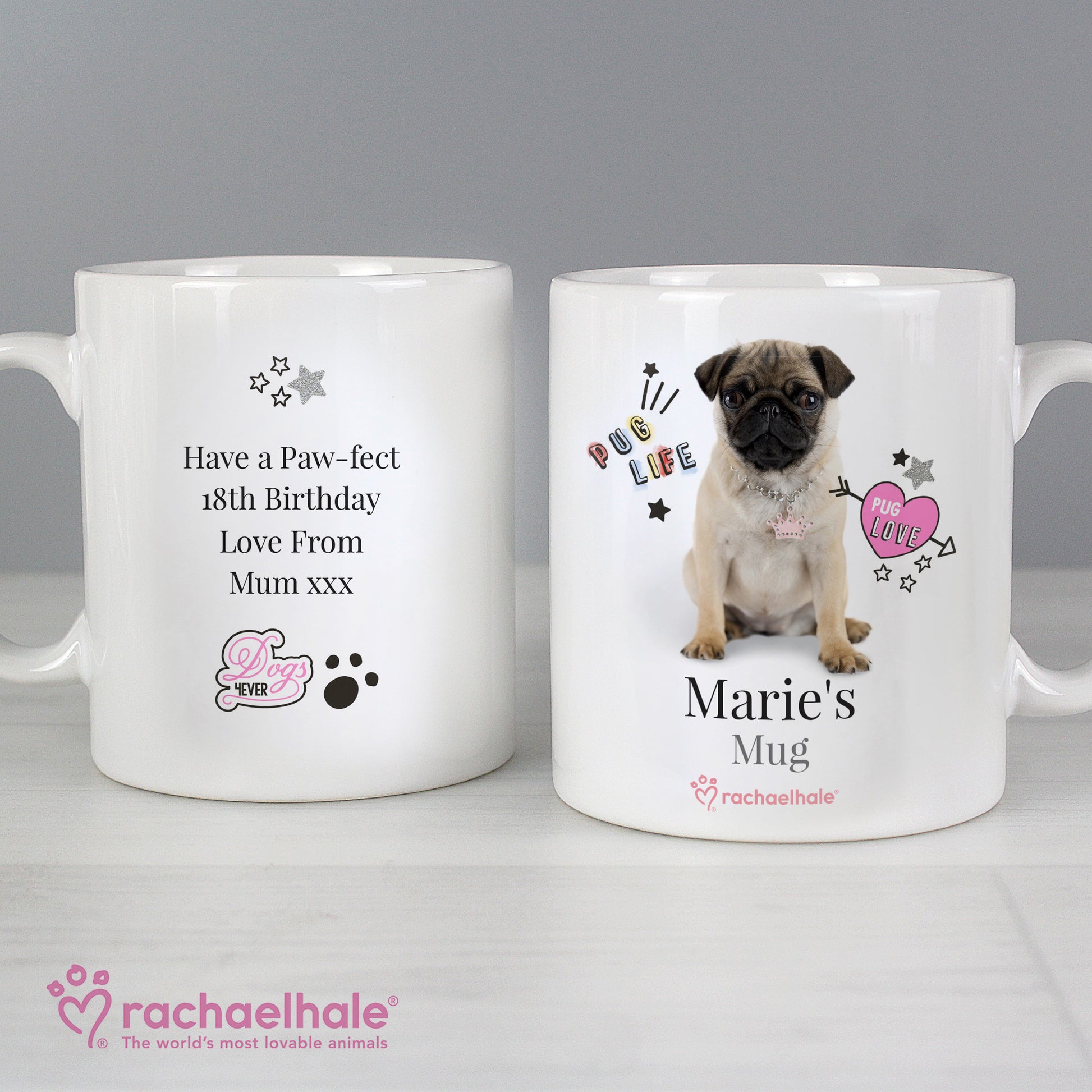 Personalised Rachael Hale Doodle Pug Mug - image 4