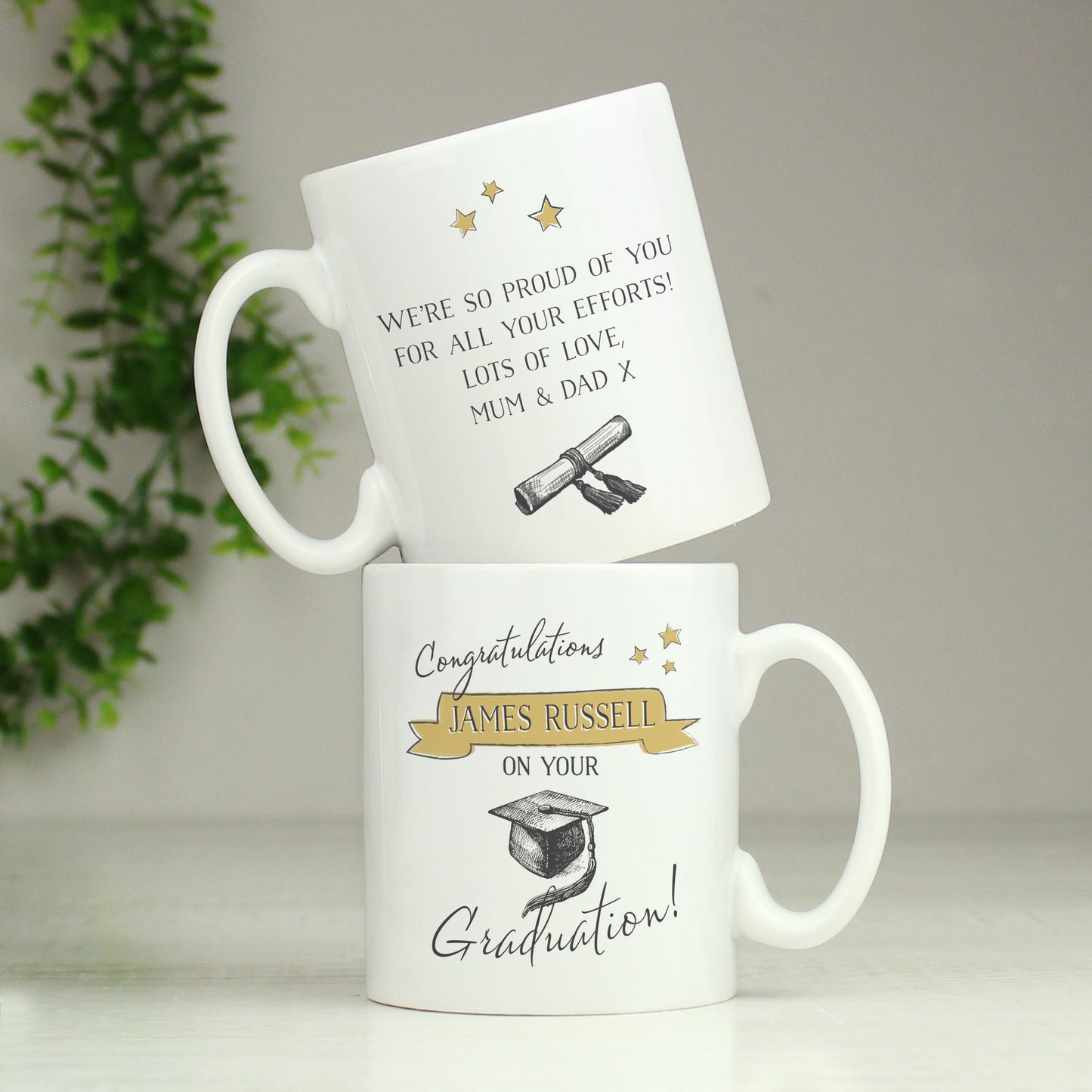Personalised Gold Star Graduation Mug from Heartfelt Gifts