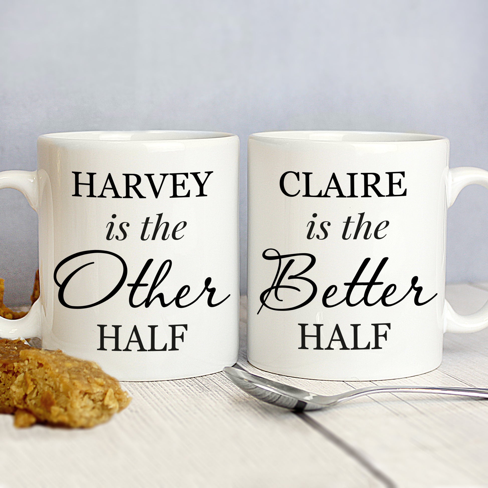 Personalised Other Half and Better Half Mug Set from Heartfelt Gifts
