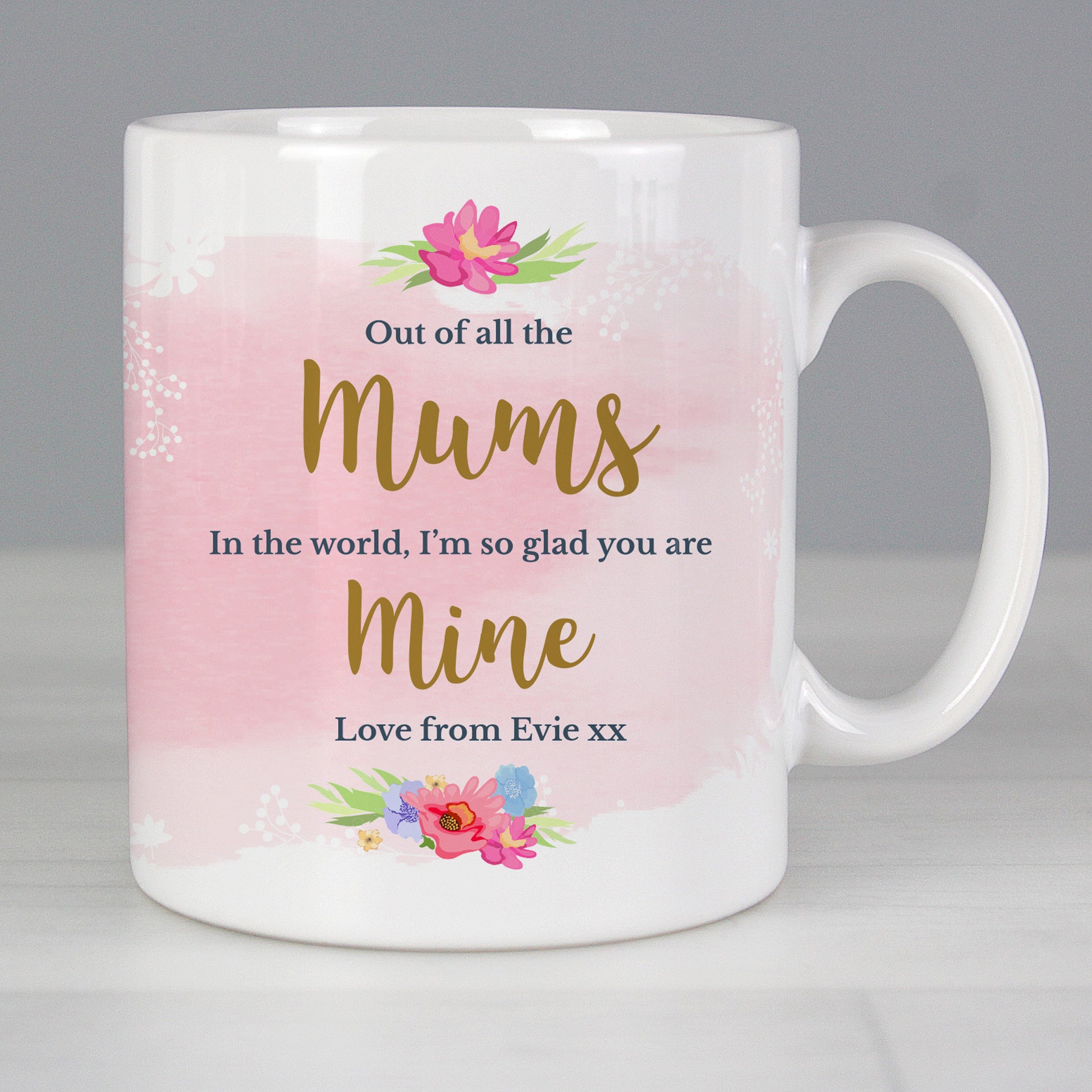 Personalised Floral Watercolour Mug from Heartfelt Gifts