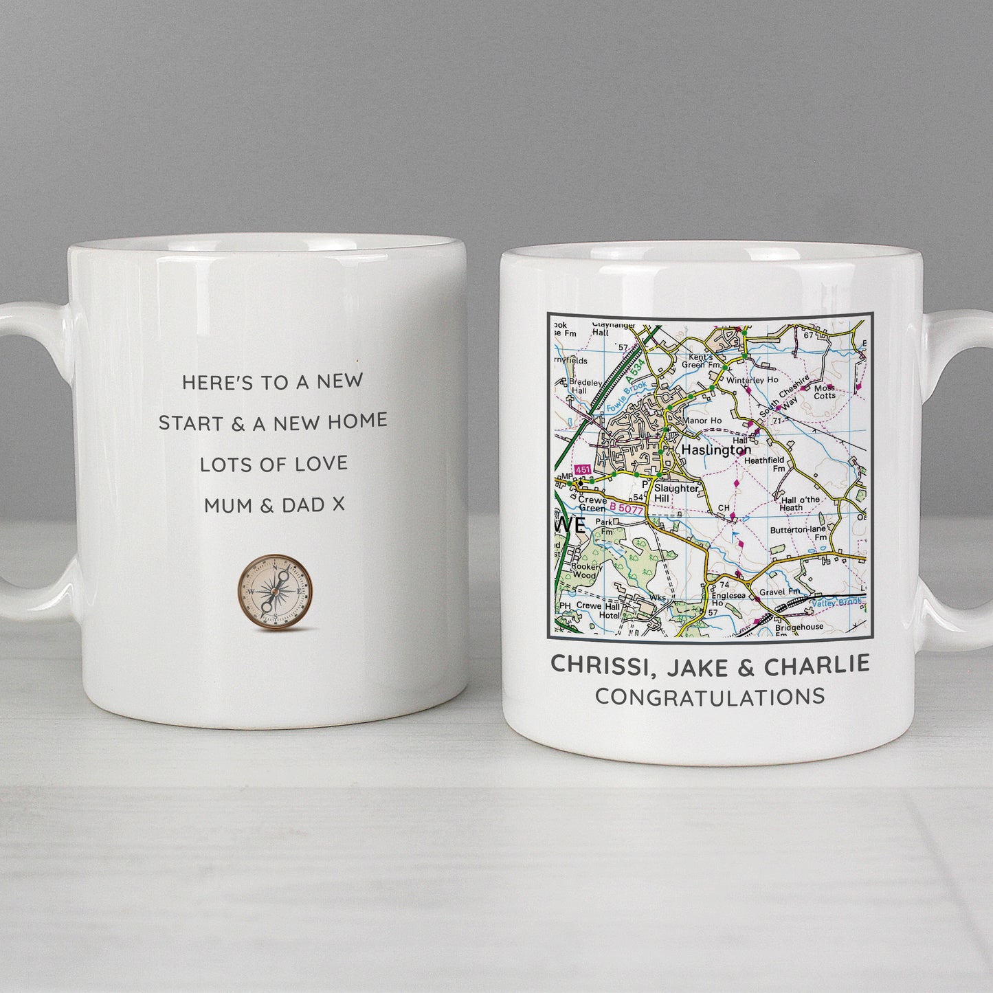 Personalised Present Day Map Compass Mug - image 3