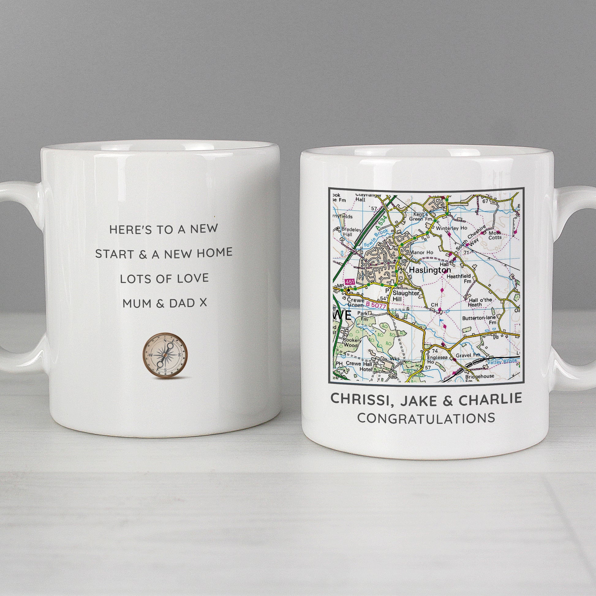 Personalised Present Day Map Compass Mug - image 3