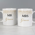 Personalised Gold Confetti Wedding Mug Set from Heartfelt Gifts