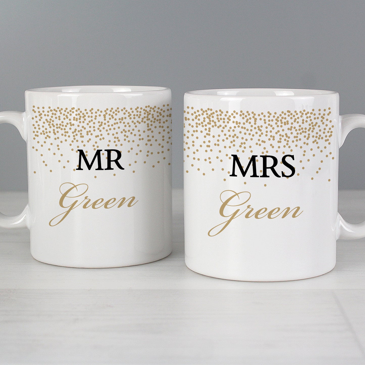 Personalised Gold Confetti Wedding Mug Set from Heartfelt Gifts