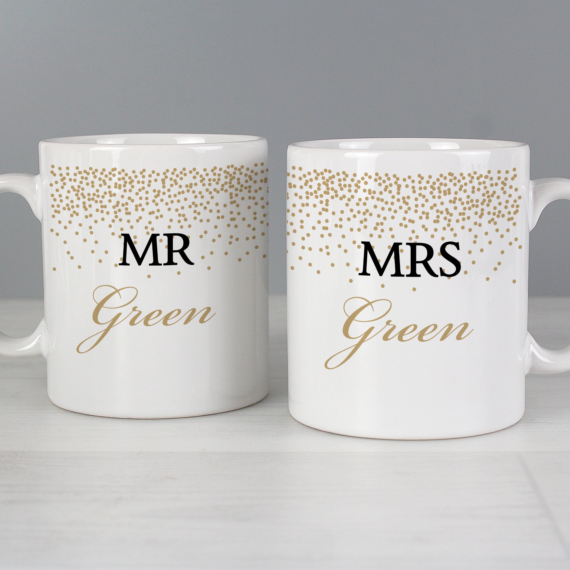 Personalised Gold Confetti Wedding Mug Set from Heartfelt Gifts