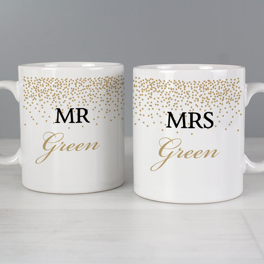 Personalised Gold Confetti Wedding Mug Set from Heartfelt Gifts