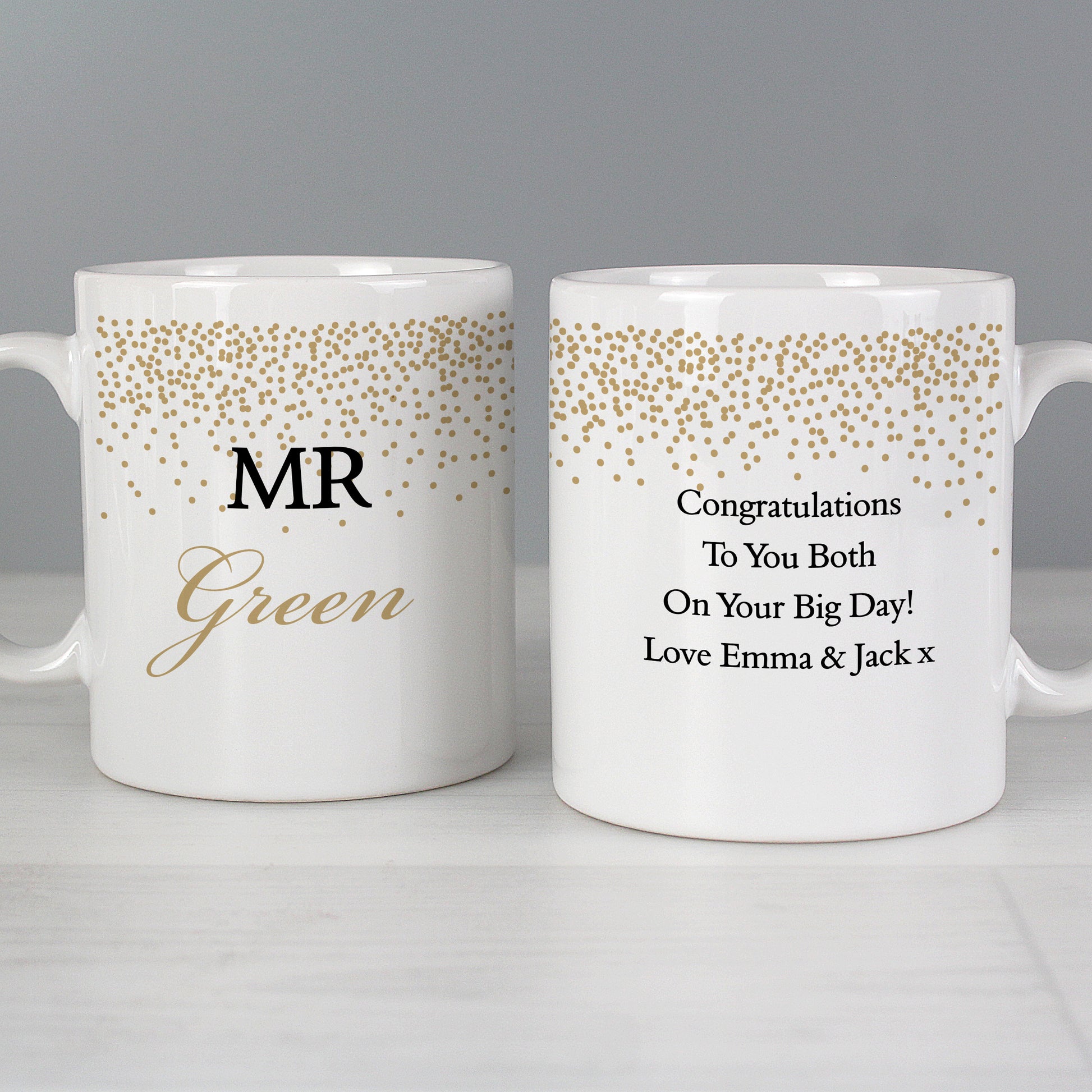 Personalised Gold Confetti Wedding Mug Set - image 3