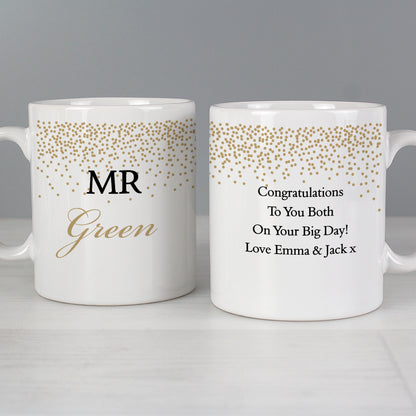 Personalised Gold Confetti Wedding Mug Set - image 3