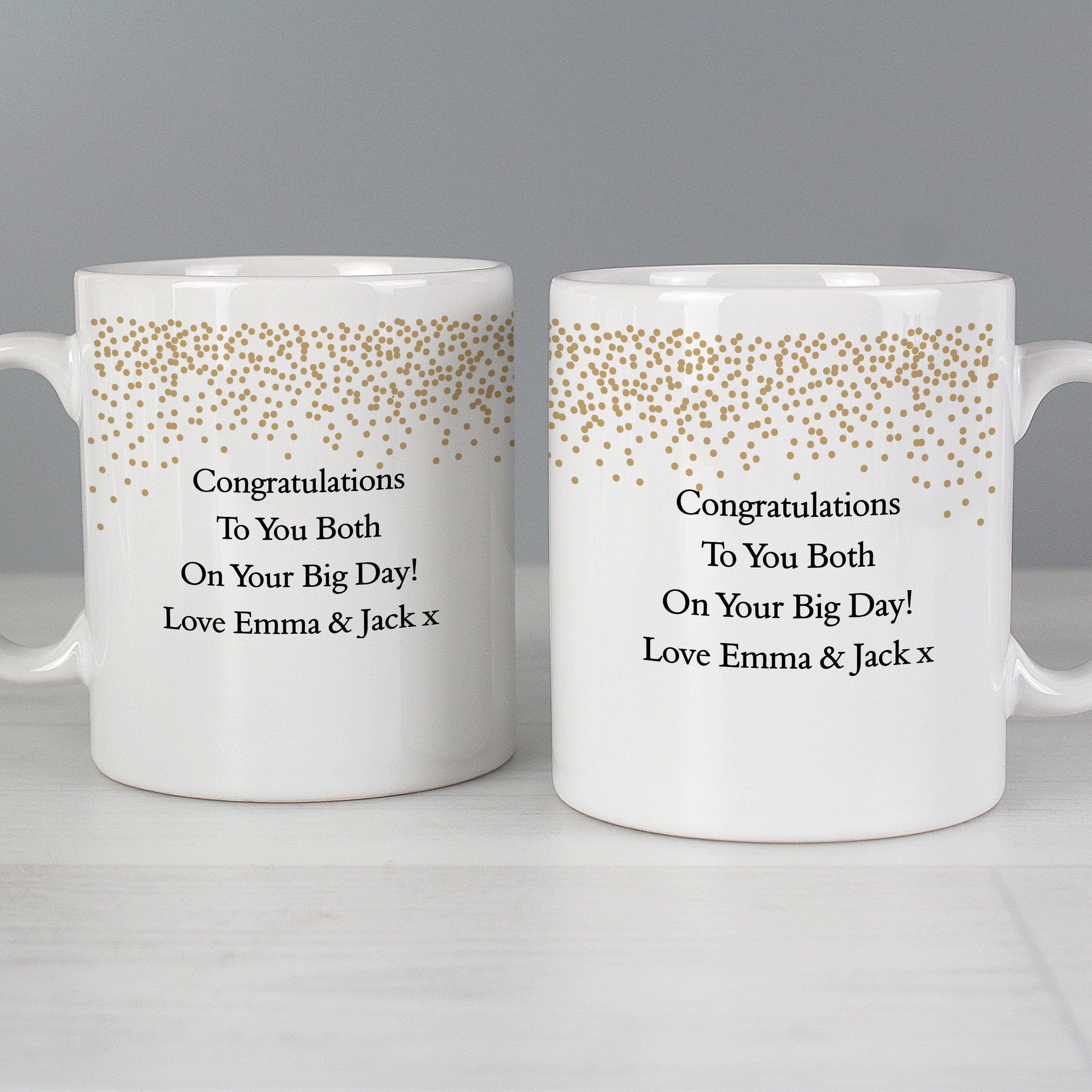 Personalised Gold Confetti Wedding Mug Set - image 5