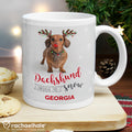 Personalised Rachael Hale Christmas Dachshund Through the Snow Mug from Heartfelt Gifts
