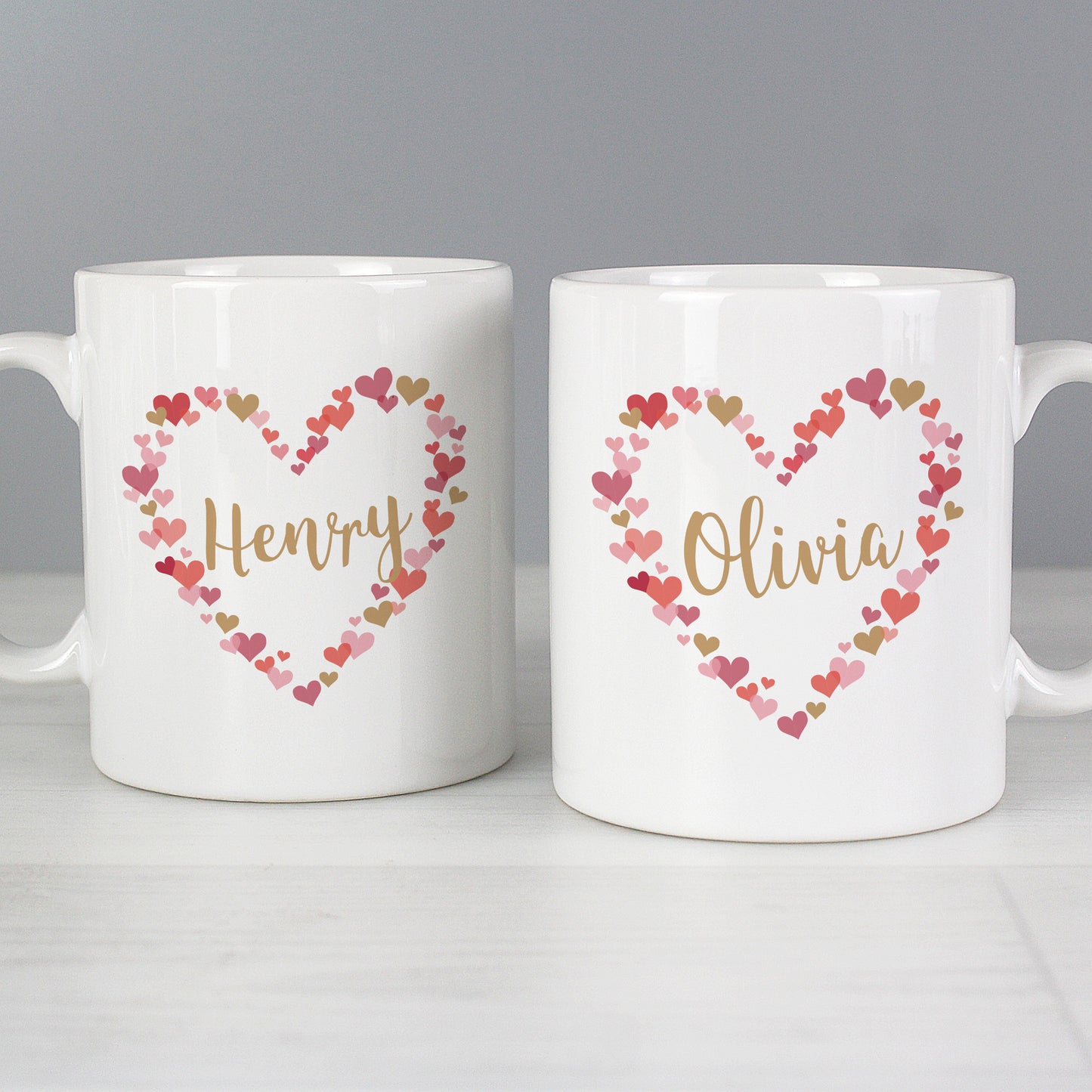 Personalised Confetti Hearts Wedding Mug Set from Heartfelt Gifts