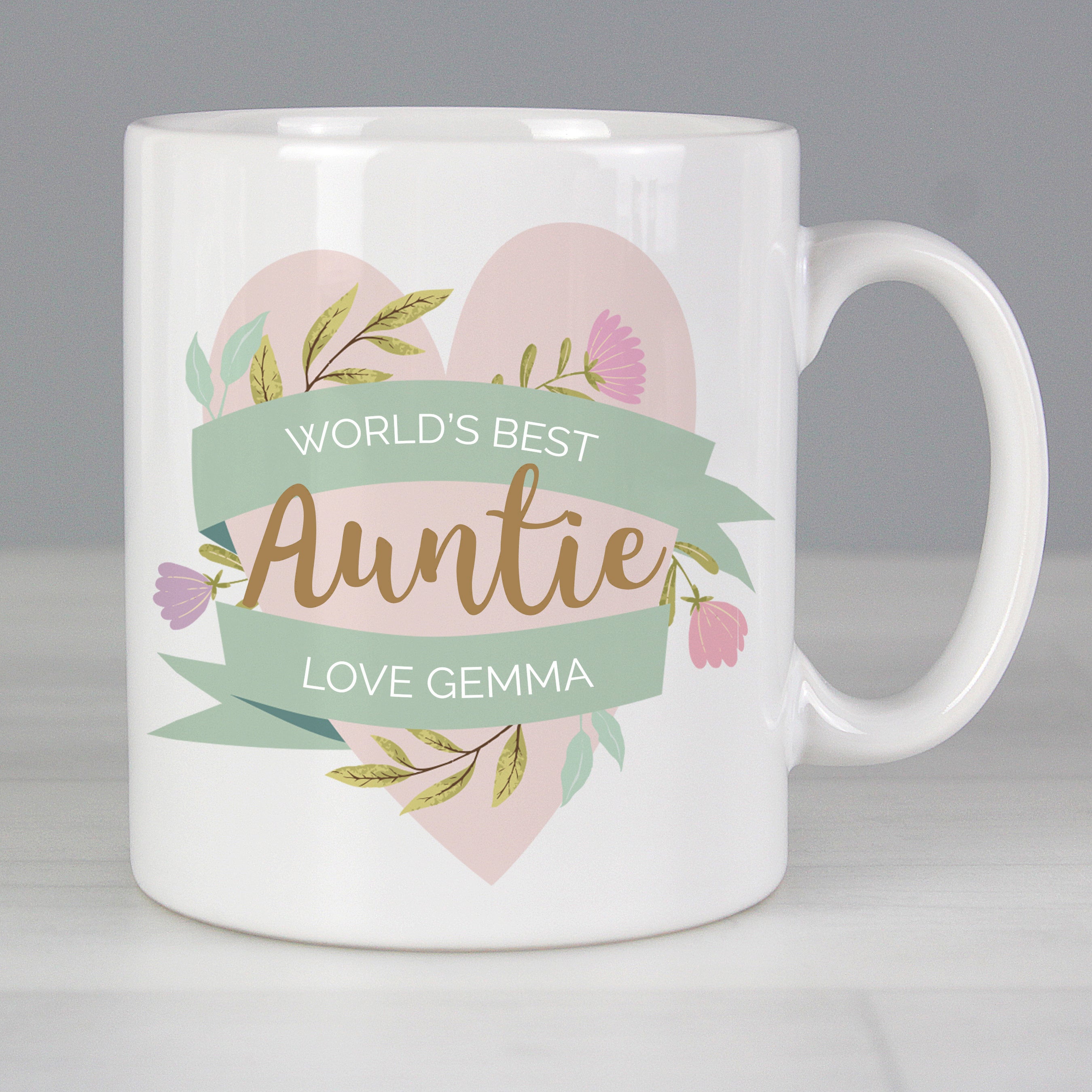 Personalised Floral Heart Mug from Heartfelt Gifts