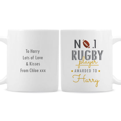 Personalised No.1 Rugby Player Mug - image 2