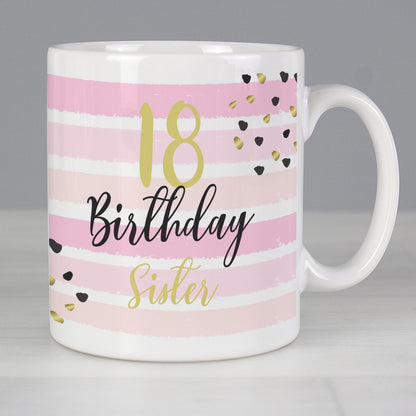 Personalised Birthday Gold and Pink Stripe Mug - image 3