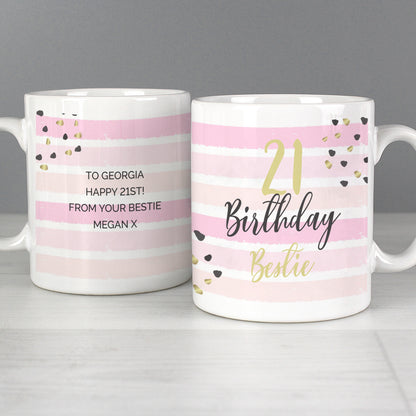 Personalised Birthday Gold and Pink Stripe Mug - image 4