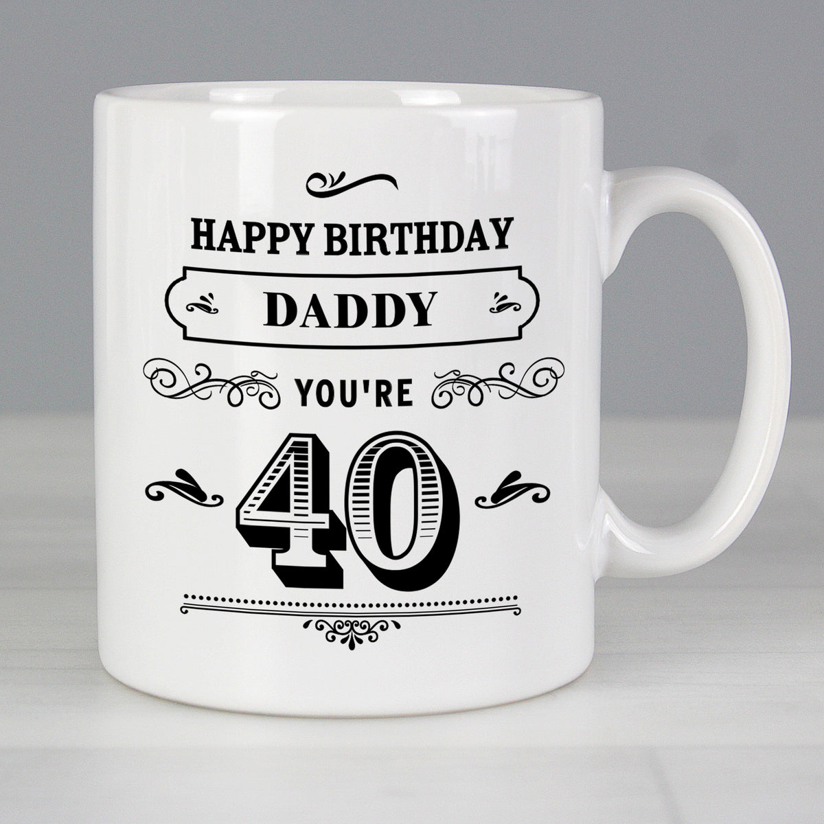 Personalised Birthday Vintage Typography Mug from Heartfelt Gifts