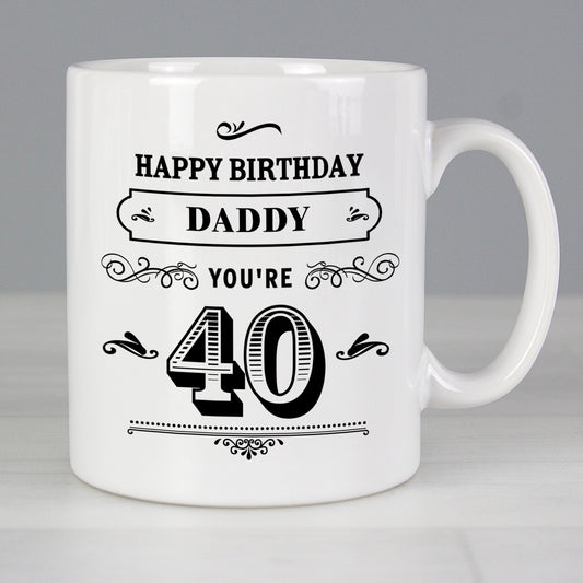 Personalised Birthday Vintage Typography Mug from Heartfelt Gifts