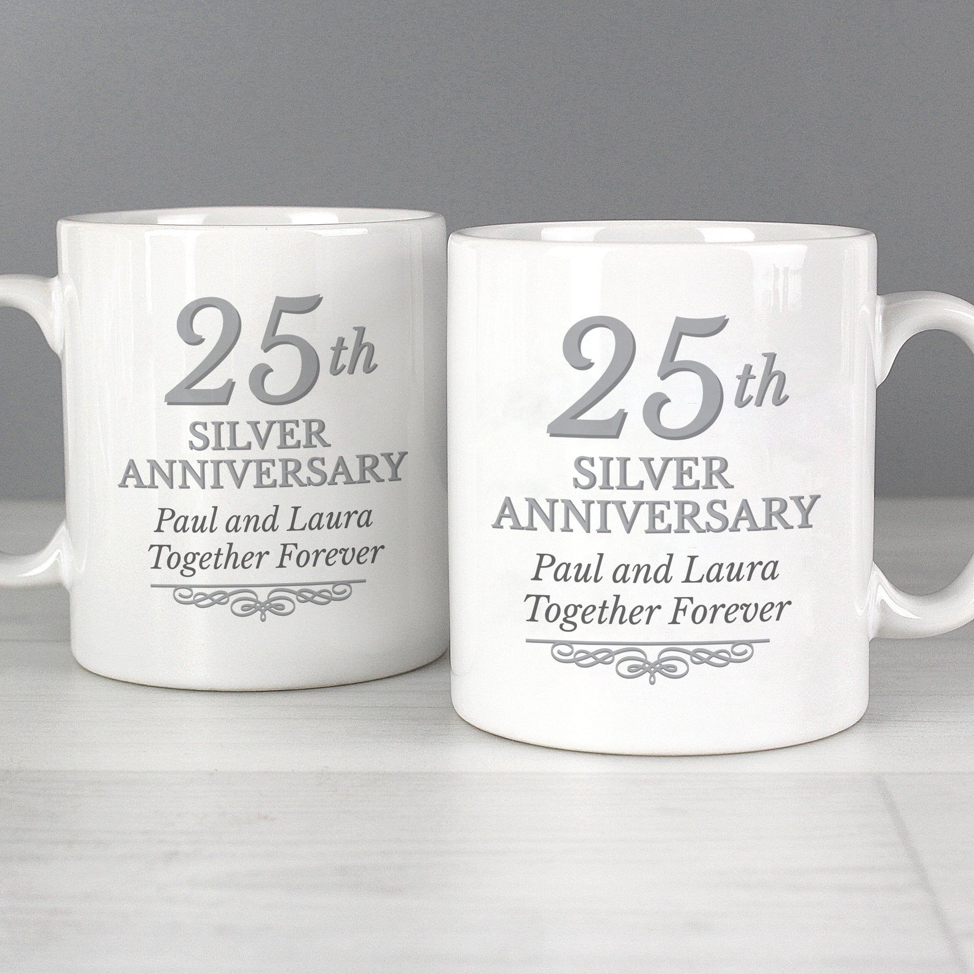 Personalised 25th Silver Anniversary Mug Set from Heartfelt Gifts