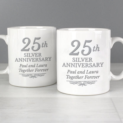 Personalised 25th Silver Anniversary Mug Set from Heartfelt Gifts
