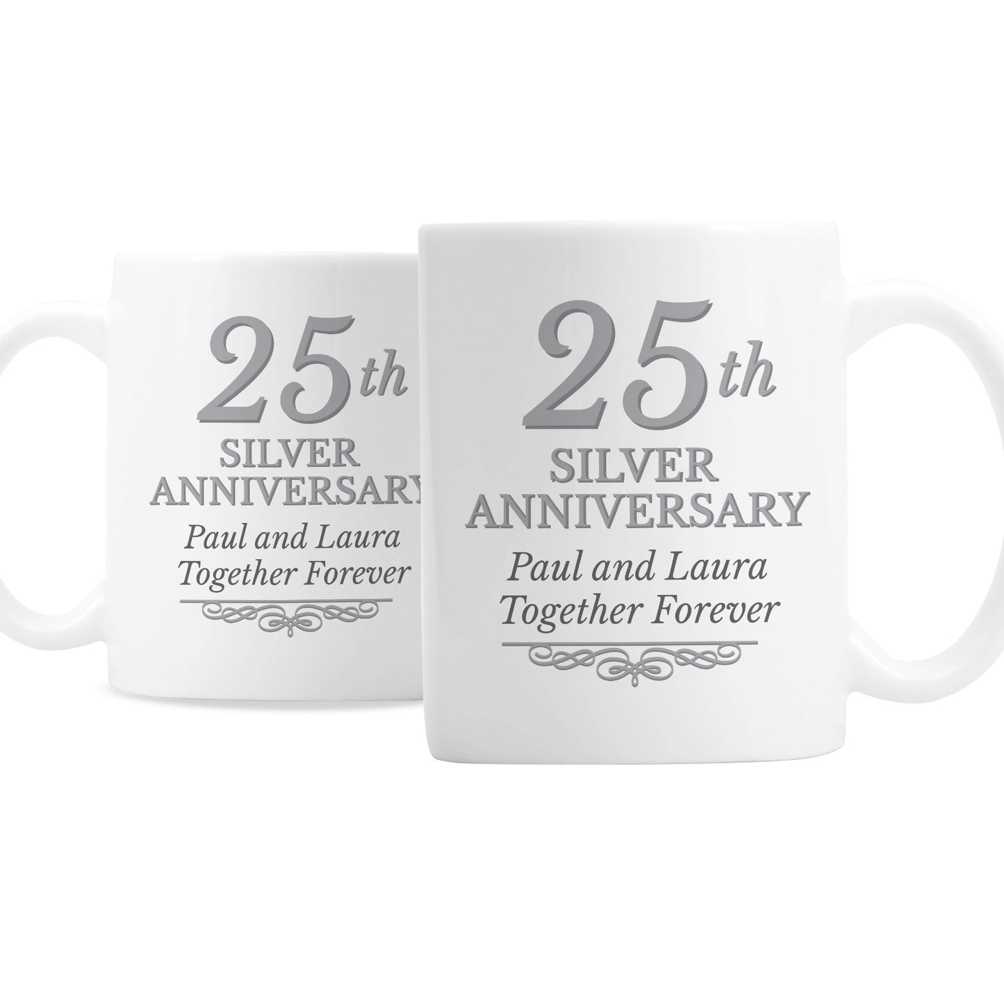 Personalised 25th Silver Anniversary Mug Set - image 2