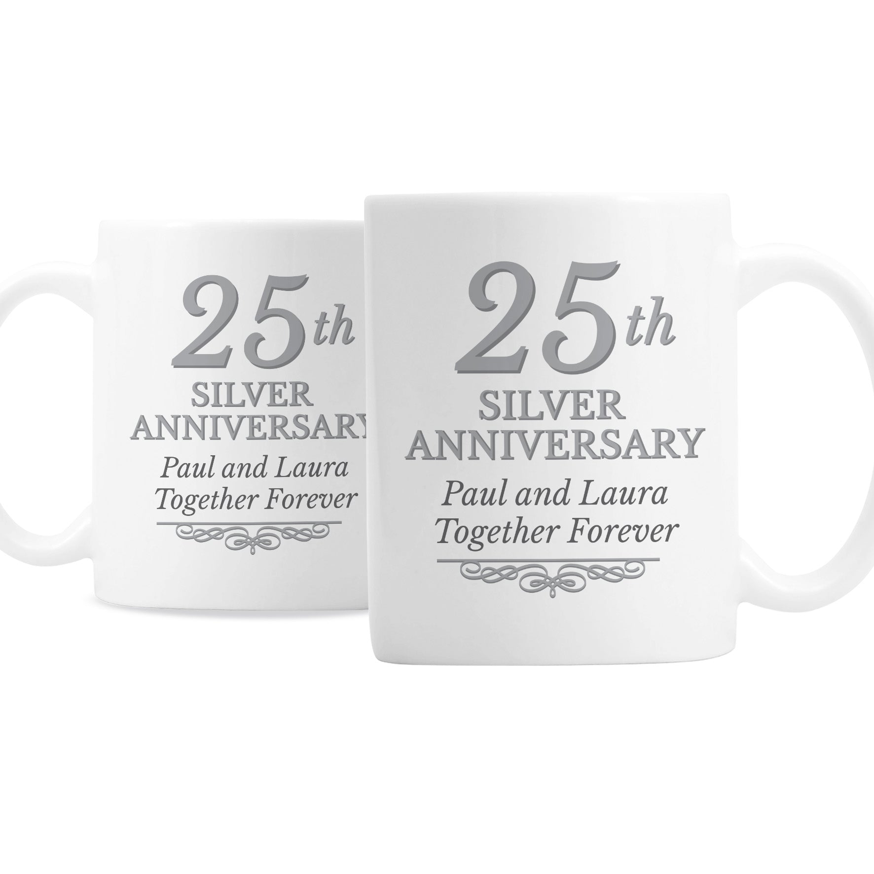 Personalised 25th Silver Anniversary Mug Set - image 2