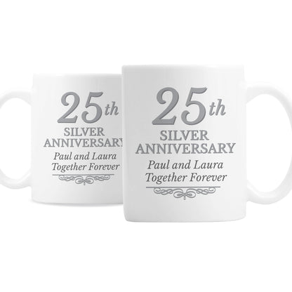 Personalised 25th Silver Anniversary Mug Set - image 2