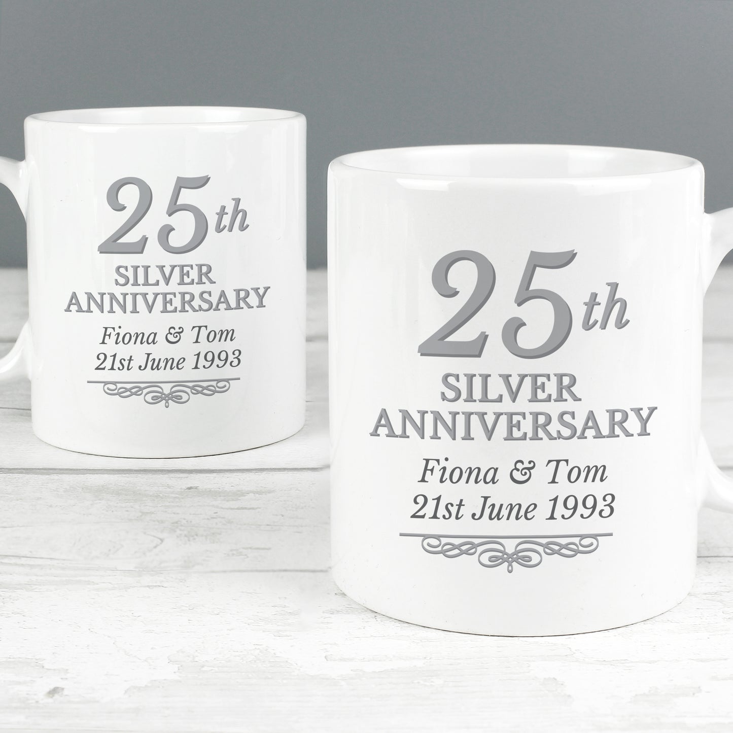 Personalised 25th Silver Anniversary Mug Set - image 3